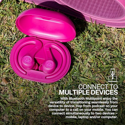 JLab JBuds Sport ANC 4 True Wireless Bluetooth Earbuds + Charging Case, Pink, Swipe + Touch Controls, Hybrid Active Noise Cancelation, Multipoint Connect, Customized Settings App