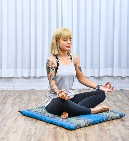 Leewadee Zabuton Seating Cushion – Square Floor Seat for Meditation Exercises, Light Yoga Mat Filled with Kapok