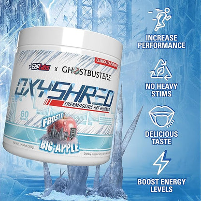 EHP Labs x Ghostbusters OxyShred Pre Workout Powder Supplement - Preworkout Powder with Acetyl L Carnitine, Energy Boost Drink - Frosty Big Apple, 60 Servings