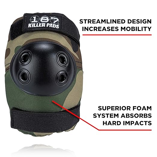 187 Killer Pads Knee Pads, Elbow Pads Combo Pack, Camo, Large/X-Large