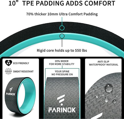 Yoga Wheel for Back Pain Relief, Back Roller Wheel with Extra Cushion, Wider & Thickest Foam, Stretches and Strengthens Core Muscles