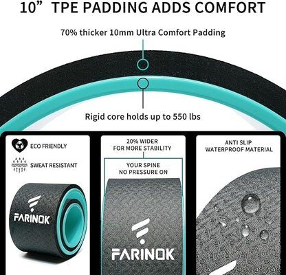 Yoga Wheel Set of 2, Upgraded 10MM Thick Back Wheels for Pain Relief & Stretching, Strongest Back Roller for Deep Tissue Massage, Improving Yoga Poses Backbend