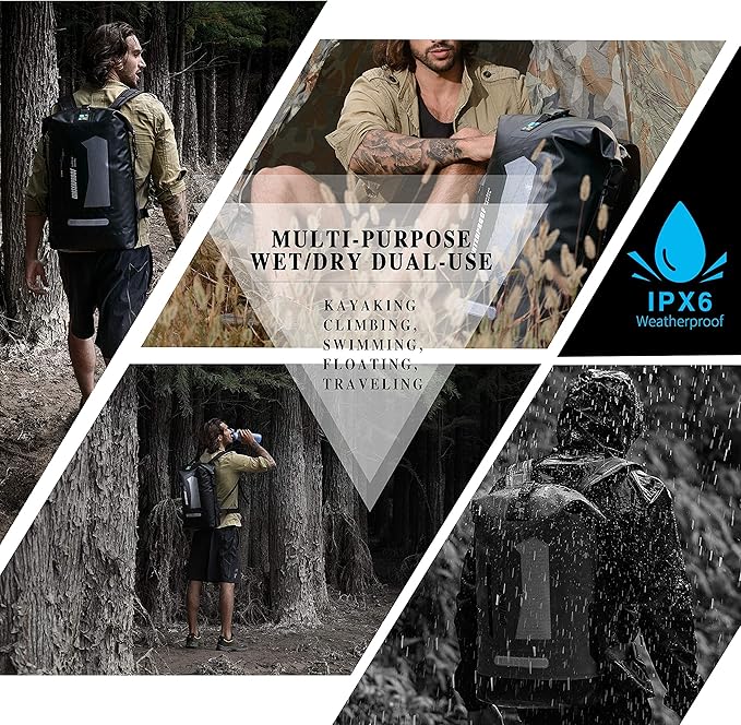 IDRYBAG Waterproof Backpack for Men 20L/30L/40L, Floating Dry Bag Kayak, Dry Backpack Hiking