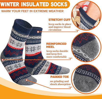 3 Pairs Warm Thermal Socks for Women & Men Winter Ski Thick Boot Insulated Socks for Cold Weather