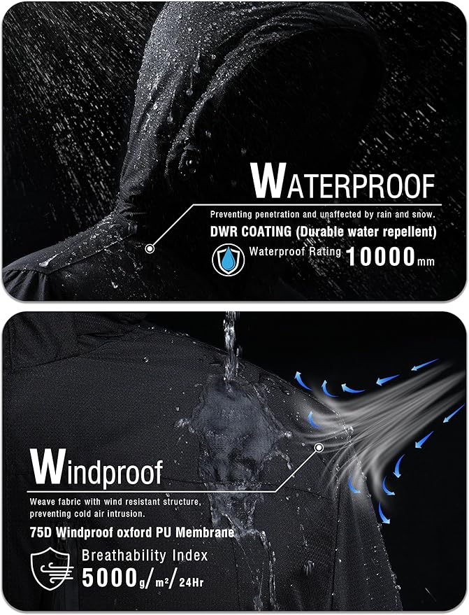 Rapoo Men's Winter Ski Snow Jacket Mountain Waterproof Windproof Rain Jacket