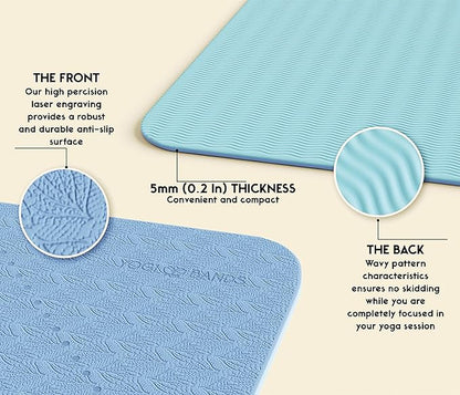 Premium TPE Yoga Mat - Body Alignment Guide Lines and Non-Slip Grip - Perfect for Home Exercise and Gym Workout - Light, Portable, Compact - Travel-Friendly Shoulder Strap