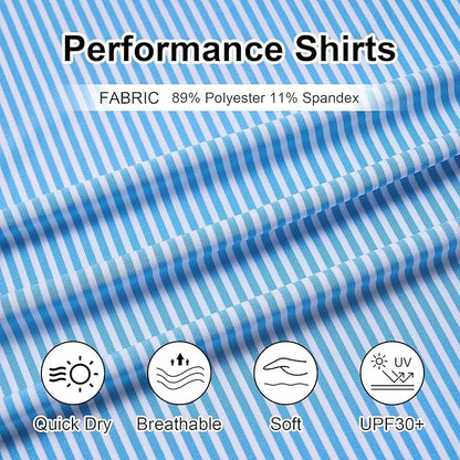 Golf Shirts for Men - Moisture Wicking Short Sleeve Performance Sport Casual Striped Collared Mens Polo Shirt