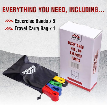 Exercise Resistance Bands for Working Out Set of 5 for Women and Men, Stretch Bands for Exercise, Physical Therapy, Arms Legs Workout, Stretching, Home Fitness