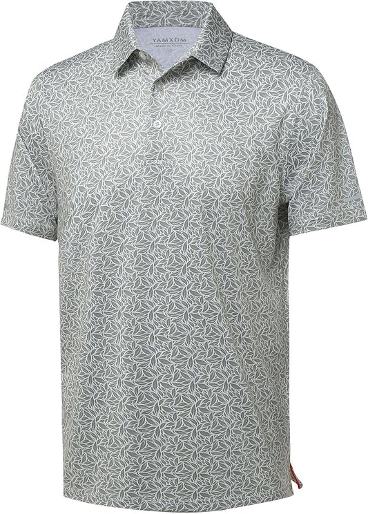 Golf Shirts for Men - Moisture Wicking Short Sleeve Performance Sport Casual Striped Collared Mens Polo Shirt