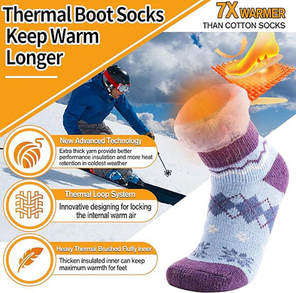3 Pairs Warm Thermal Socks for Women & Men Winter Ski Thick Boot Insulated Socks for Cold Weather