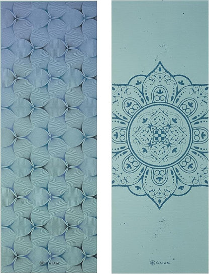 Gaiam Yoga Mat - Premium 6mm Print Reversible Extra Thick Non Slip Exercise & Fitness Mat for All Types of Yoga, Pilates & Floor Workouts (68" x 24" x 6mm Thick)