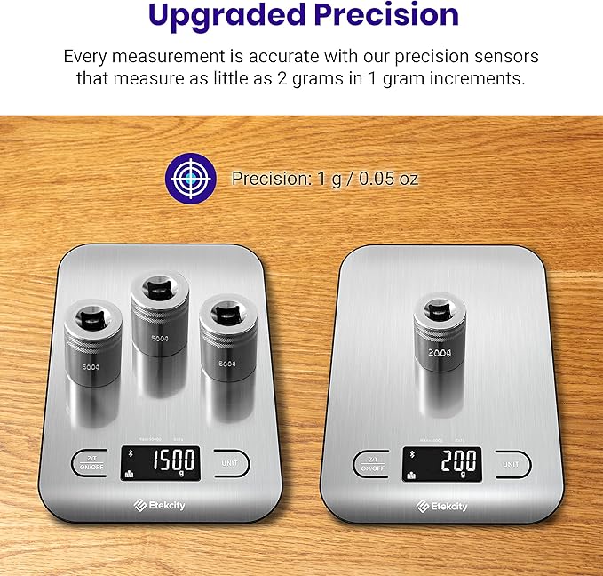 Etekcity Food Nutrition Kitchen Scale, Digital Grams and Ounces for Weight Loss, Baking, Cooking, Keto and Meal Prep, Large, 304 Stainless Steel