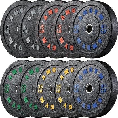 2 Inch Bumper Plates，10-500lbs，Barbell Rubber Olympic Weight Plates Set for Home Gym, Strength Training & Weight Lifting, Multiple Options Colors