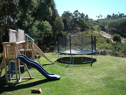 Happy Trampoline Round Trampolines 14 FT, 15 FT, 16 FT - ASTM Approved - Outdoor Gymnastic Trampolines for Adults and Kids with Net Enclosure