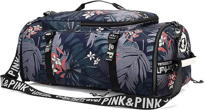 Kalesi Floral Gym Duffle Bag Backpack 4 ways for Women Waterproof with Shoes Compartment for travel Sport Hiking laptop Lightweight
