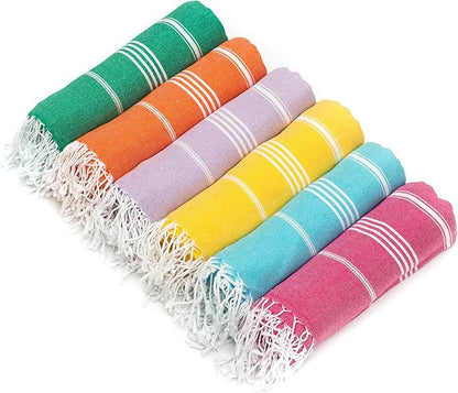 HAVLULAND Turkish Beach Towel Pack of 6 – 100% Cotton Beach Towels Bulk 72 x 40'' – Oversized, Quick Dry & Sand Free Beach Towel – Lightweight Turkish Bath Towels Set