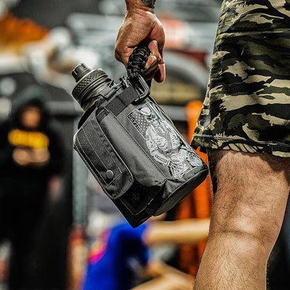 Iron InfideI Battle Bottle Sleeve - 64 oz and 32 oz Water Bottle Sleeve Only for Half Gallon 1L Steel Water Bottle | Rugged Cover with Molle for Versatile Design with Storage for Phone, Wallet & Keys