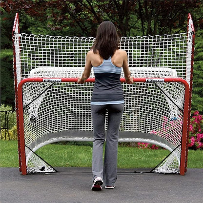 EZGoal Hockey Folding Pro Goal with Backstop and Targets, 2-Inch, Red/White