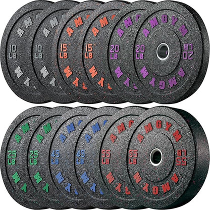 2 Inch Bumper Plates，10-500lbs，Barbell Rubber Olympic Weight Plates Set for Home Gym, Strength Training & Weight Lifting, Multiple Options Colors