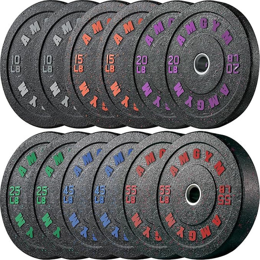 2 Inch Bumper Plates，10-500lbs，Barbell Rubber Olympic Weight Plates Set for Home Gym, Strength Training & Weight Lifting, Multiple Options Colors