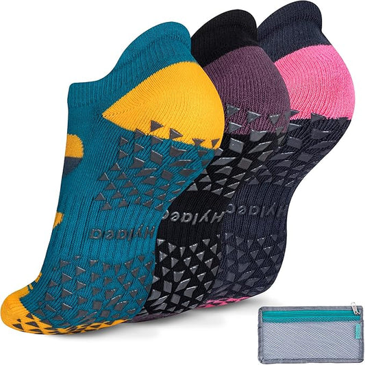 Hylaea Unisex Non Slip Socks with Grip for Yoga, Hospital, Pilates, Barre | Ankle, Cushioned