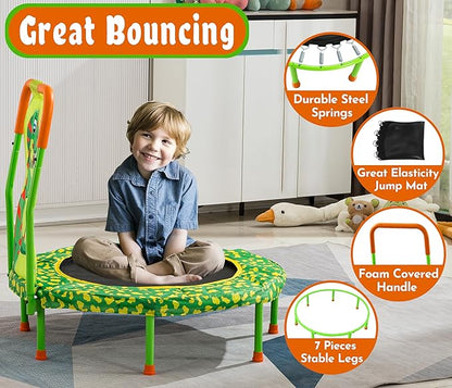 36" Trampoline with No-Gap Design, Mini Trampoline for Kids, 3FT Indoor/Outdoor Rebounder with Handle