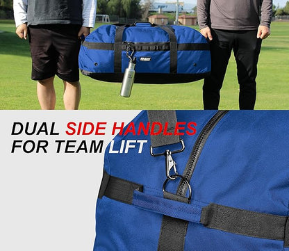 Fitdom 132L 36" Heavy Duty Extra Large Sports Gym Equipment Travel Duffel Bag W/Adjustable Shoulder & Compression Straps. Perfect for Soccer Baseball Basketball Hockey Football Team Coaches & More