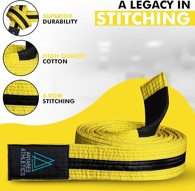 Brazilian Jiu Jitsu Belts Preshurunk Martial Arts Youth BJJ Belts for Girls & Boys with BJJ Ranking Stripes