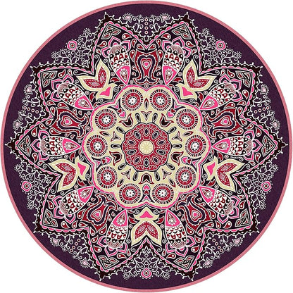 Knsbk Large Round Yoga Mat 4.6'X3.5mm for Exercise Premium Extra Thick, Ultra Comfortable, Non Slip, Meditation Mat