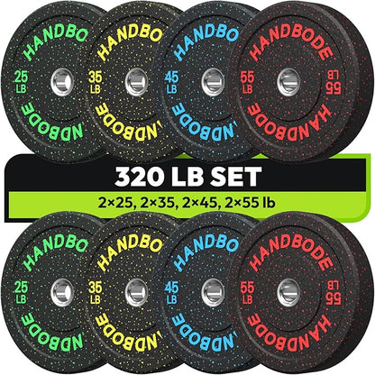 2-Inch Bumper Plates High Bounce, Olympic Weight Plate Set 45/100/160/190/260/300lb, Barbell Weight Plates Set for Home Gym, Colored Weights Rubber Strength Training Plate for Weight Lifting