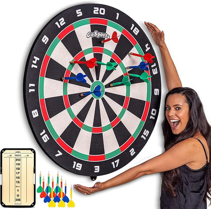 GoSports Giant 3 ft or 4 ft Cork Dartboards - Includes 12 Giant Darts and Scoreboard - New Fun Twist on Darts