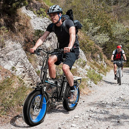 1000W Folding Electric Bike, 48V 20AH Large Removable Battery E Bike, 30+MPH, 80 Miles Max Range, 20" Fat Tire Electric Bike for Adults, Adult Electric Bicycles for Commute Beach Snow