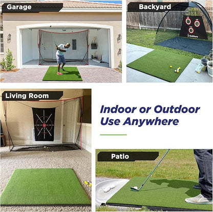 Golfguru Golf Mat, 5x4ft/5x5ft Dense Elite Golf Hitting Mats Practice with 10 Balls, 9 Tees, Heavy Duty Artificial Hitting Training Matt for Backyard Driving Chipping Indoor Outdoor Simulators