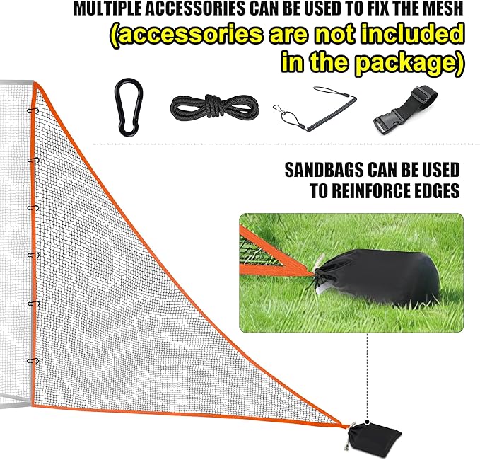 1/2PCS Golf Shank Net Attachment for Golf Hitting Nets with Sandbag, 7 * 7FT/7 * 10FT Golf Barrier Side Net,Golf Practice Hitting Net Barrier Net for Golf, Baseball, Hockey, Soccer (Black/Red