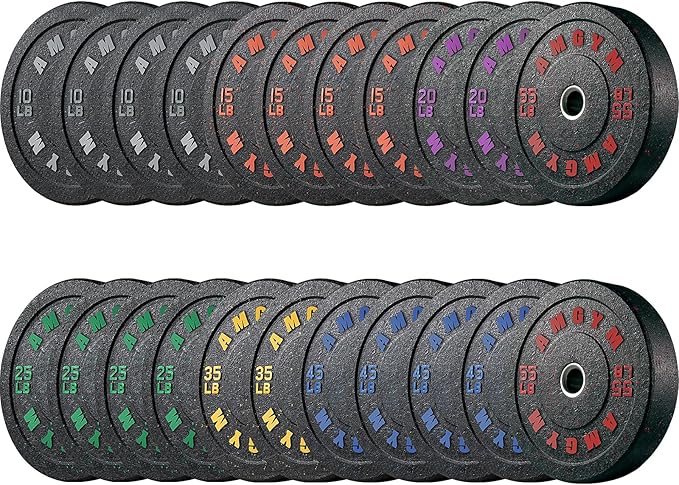 2 Inch Bumper Plates，10-500lbs，Barbell Rubber Olympic Weight Plates Set for Home Gym, Strength Training & Weight Lifting, Multiple Options Colors