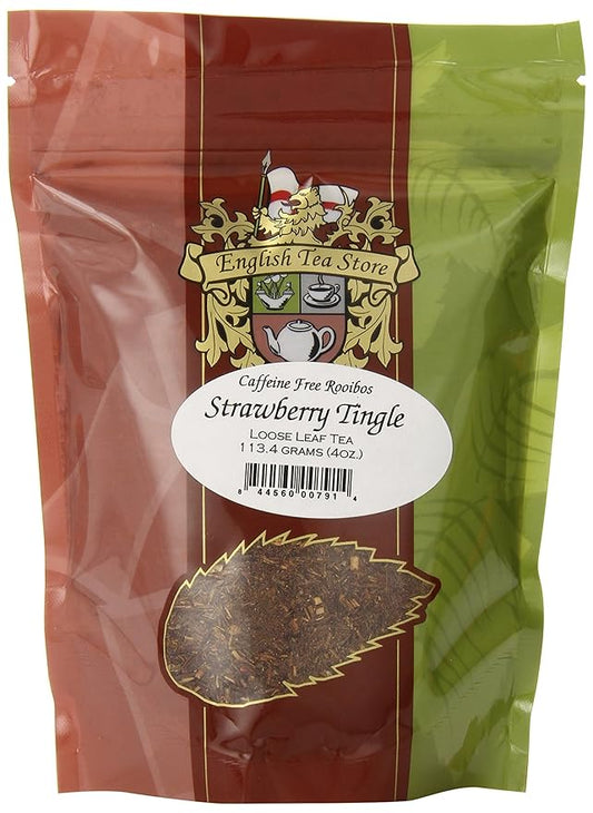 English Tea Store Loose Leaf, Strawberry Tingle Rooibos Tea Pouches, 4 Ounce
