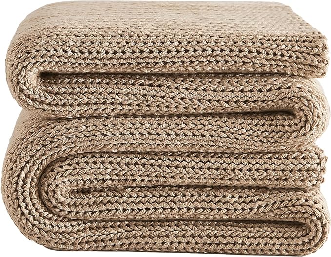L'AGRATY Knitted Weighted Blanket - 60"x80" 20lbs Cooling Chunky Knit Heavy Blanket for Adults Braided Crochet Throw Thick Cable Yarn Knit Decorative No Beads Evenly Weighted Machine Washable