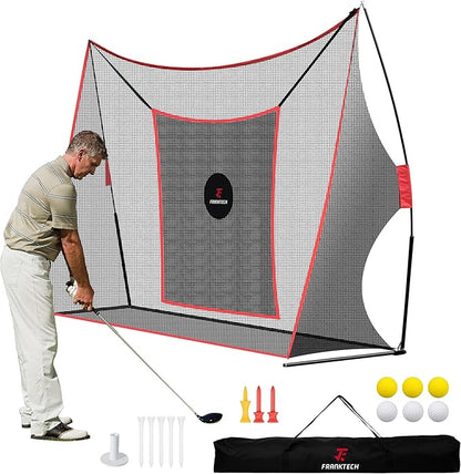 Golf Practice Net - Heavy Duty Driving Range Net with High Impact Chipping Target, Include Carry Bag and Golf Balls for Indoor Outdoor