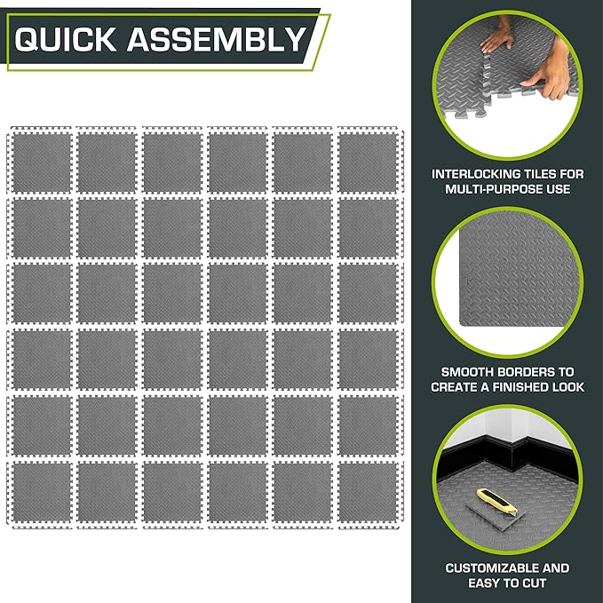 ProsourceFit Puzzle Exercise Mat ½ in 24 in 24 in 144 Sq 36 Tiles