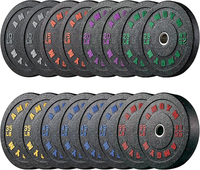 2 Inch Bumper Plates，10-500lbs，Barbell Rubber Olympic Weight Plates Set for Home Gym, Strength Training & Weight Lifting, Multiple Options Colors