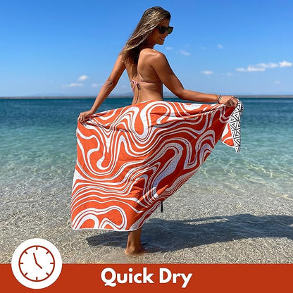 ECCOSOPHY Microfiber Beach Towel - Sand Free Towels are Quick Dry, Light Weight, Super Absorbent - Perfect Pool, Travel, Cruise, Camping Essentials - Oversized Extra Large for Adults 71x35 in