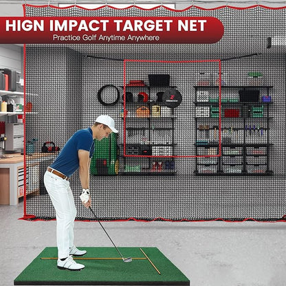 Golf Practice Net - Heavy Duty Driving Range Net with High Impact Chipping Target, Include Carry Bag and Golf Balls for Indoor Outdoor