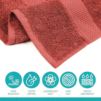 Pleasant Home Bath Towels Set of 6 (24” x 50”) 100% Cotton, 515 GSM | Lightweight, Soft & Absorbent Luxury Towels for Bathroom | for Gym, Pool & Spa | 6 Pack, Red