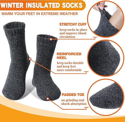 3 Pairs Warm Thermal Socks for Women & Men Winter Ski Thick Boot Insulated Socks for Cold Weather