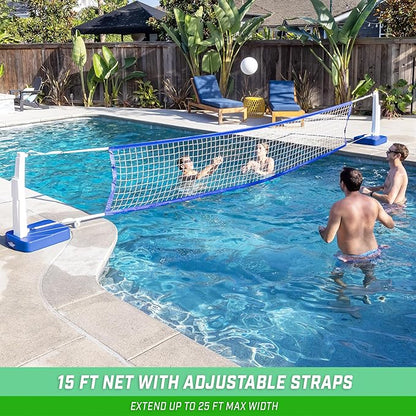 GoSports Splash Hoop 2-in-1 Full Court Pool Basketball & Volleyball Game Set