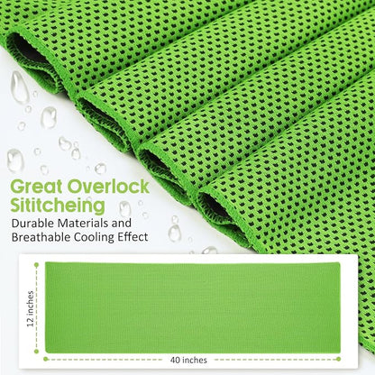 Cooling Towels 20 Pack, 40"x 12" Cooling Rags Neck Wraps for Sports with Carrying Pouch, Gym Cooling Neck Towels for Hor Weather, Sweat, Fitness, Travel