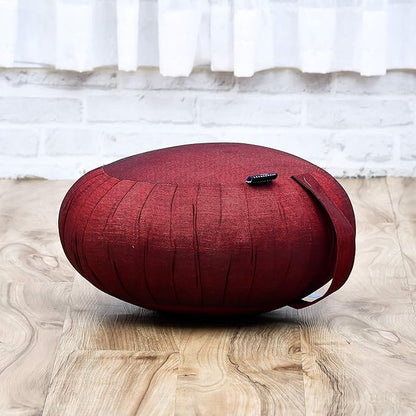 Leewadee Meditation Cushion Set – 1 Round Zafu Meditation Pillow and 1 Square Roll-Up Zabuton Meditation Mat, Pillows Bundle Filled with Kapok