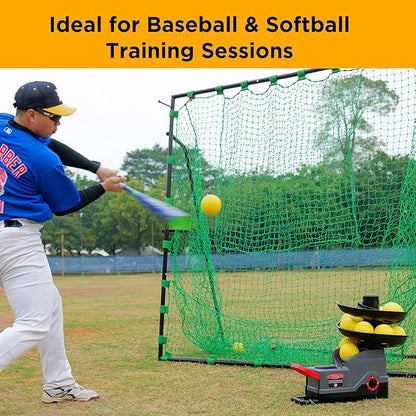 Furlihong 691BH Baseball Softball Toss Machine, Foot-Operated, No Power Needed, 4 Adjustable Gears, Includes 2 Ball Chutes, 1 PU Baseball & 1 PU Softball