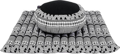 Leewadee Meditation Cushion Set – 1 Round Zafu Meditation Pillow and 1 Square Roll-Up Zabuton Meditation Mat, Pillows Bundle Filled with Kapok