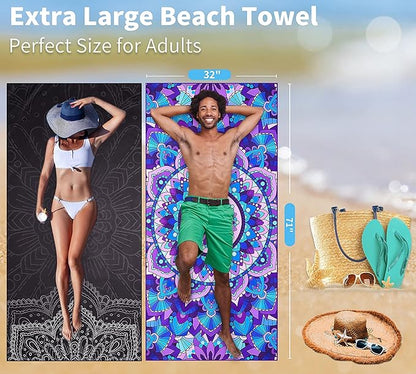 2 Pack Lightweight Thin Beach Towel Oversized 71"x32"